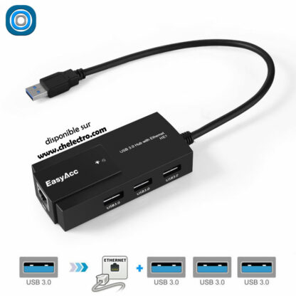 Hub USB 3.0 + Ethernet RJ45